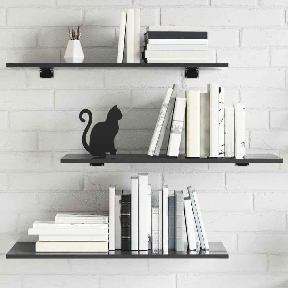Bücherregal Bretter Hochglanz Grau 80x30 cm, 4er-Set