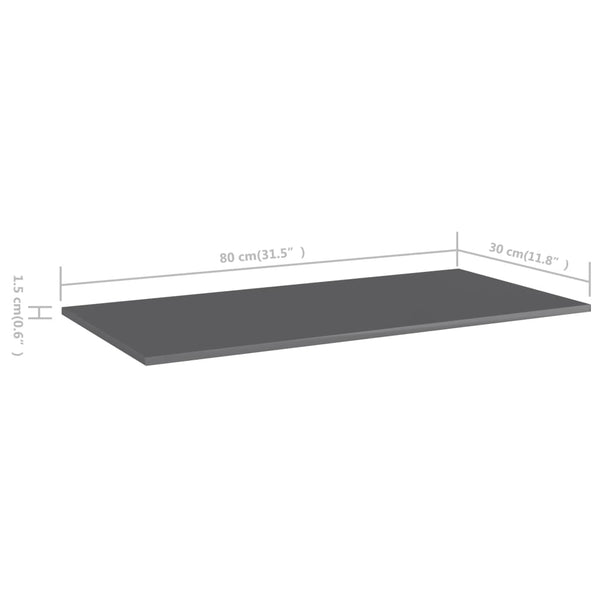 Bücherregal Bretter Hochglanz Grau 80x30cm, 8er Set