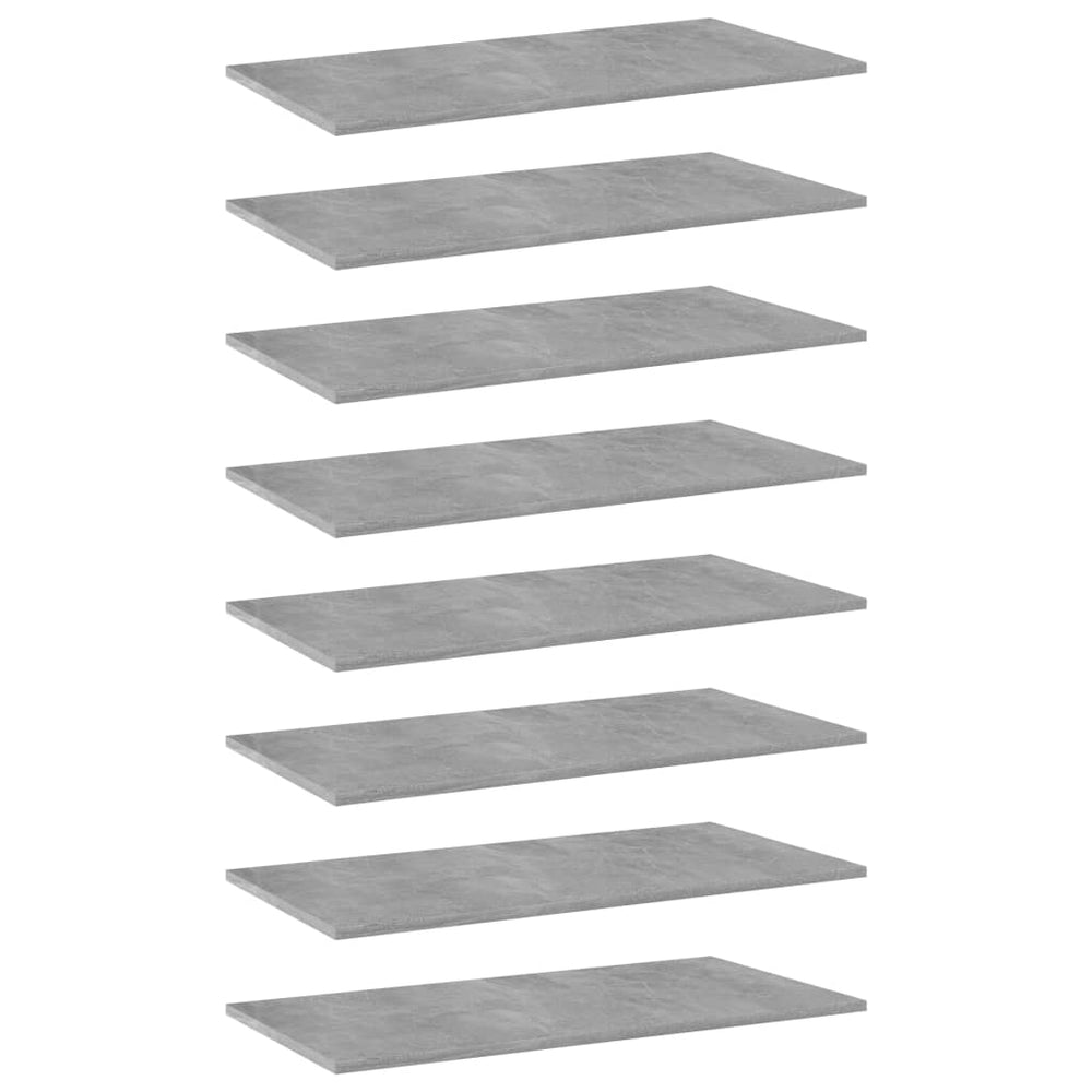 Betongraue Bücherregal-Bretter, 80 cm, 8er-Set