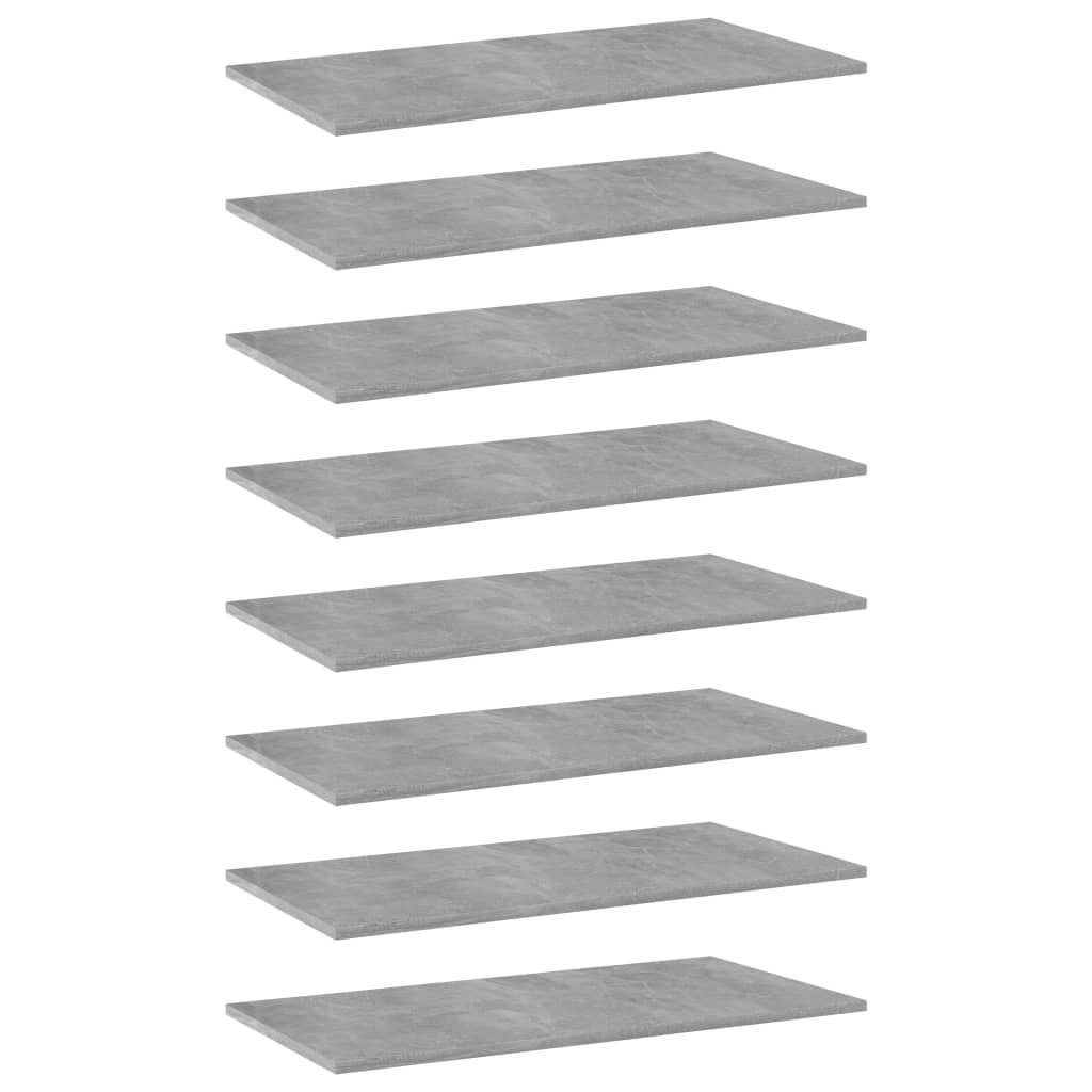Betongraue Bücherregal-Bretter, 80 cm, 8er-Set