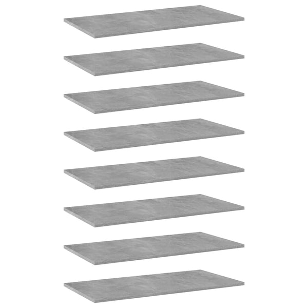 Betongraue Bücherregal-Bretter, 80 cm, 8er-Set