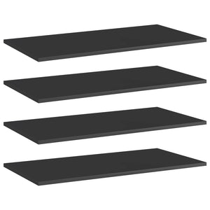 Regalbretter Schwarz Hochglanz 80x40 cm, 4er-Set
