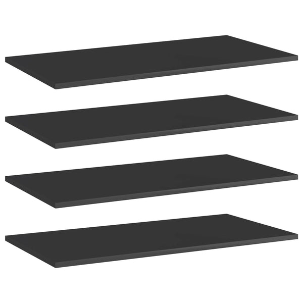 Regalbretter Schwarz Hochglanz 80x40 cm, 4er-Set