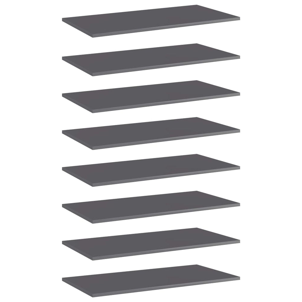 Bücherregal Bretter Grau Hochglanz 80x40cm, 8er Set