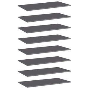 Bücherregal Bretter Grau Hochglanz 80x40cm, 8er Set