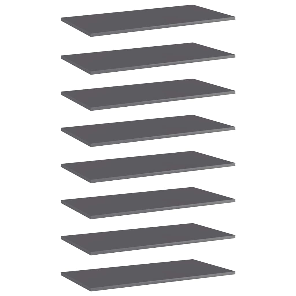 Bücherregal Bretter Grau Hochglanz 80x40cm, 8er Set