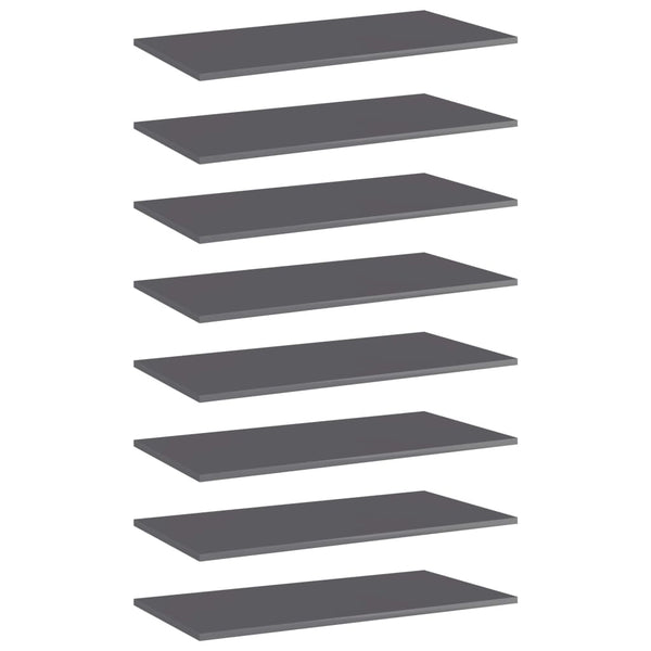 Bücherregal Bretter Grau Hochglanz 80x40cm, 8er Set