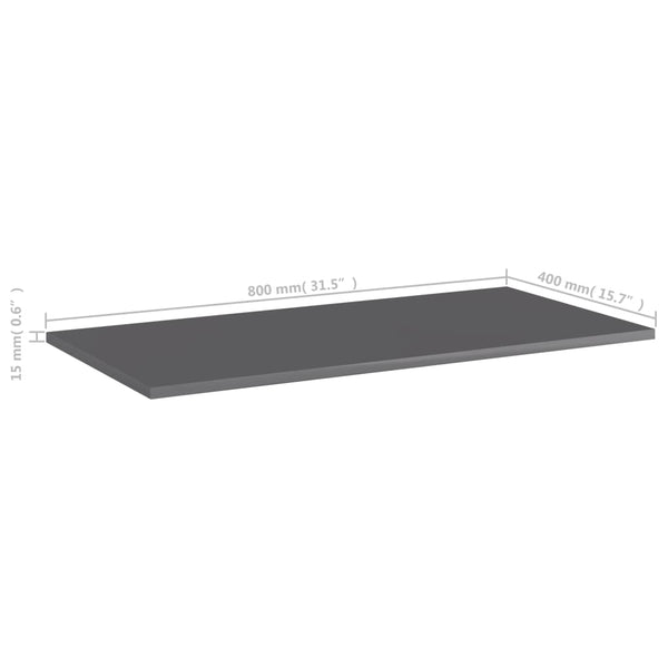 Bücherregal Bretter Grau Hochglanz 80x40cm, 8er Set