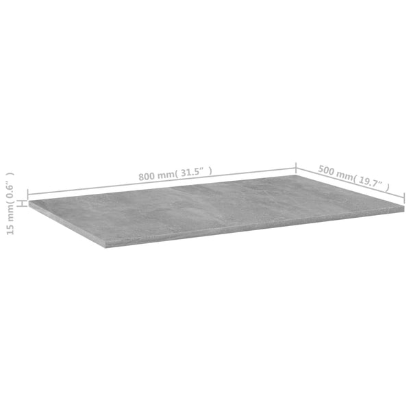 Betongraue Bücherregal Bretter 80x50 cm, 4er-Set