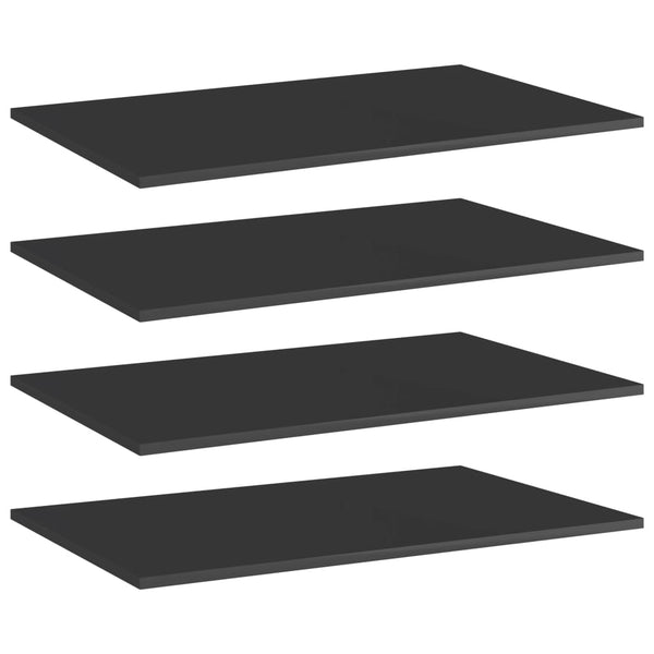 Hochglanz Bücherregal Bretter Schwarz 80x50 cm, 4er-Set
