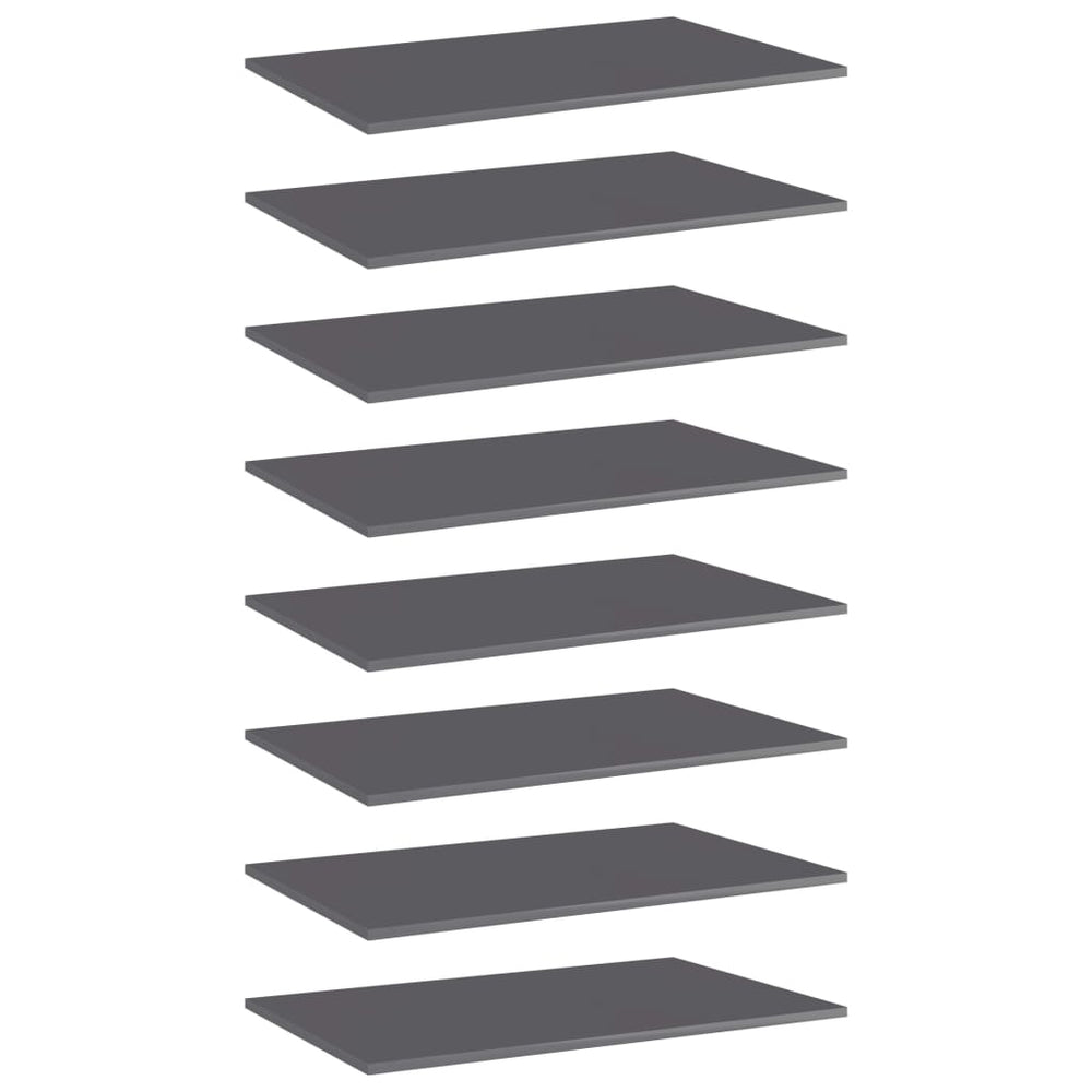 Bücherregal Bretter Hochglanz Grau 80x50cm, 8er Set