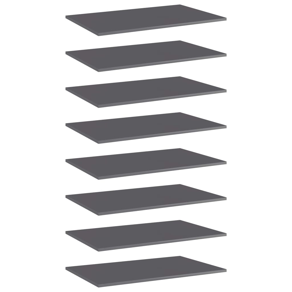 Bücherregal Bretter Hochglanz Grau 80x50cm, 8er Set