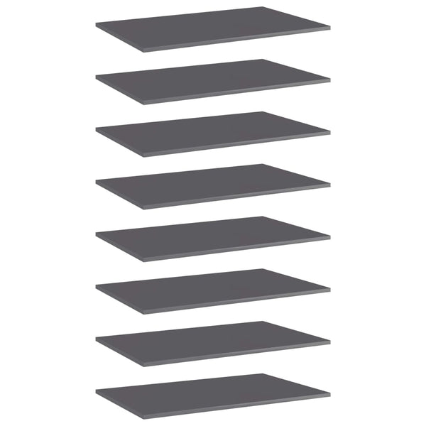 Bücherregal Bretter Hochglanz Grau 80x50cm, 8er Set