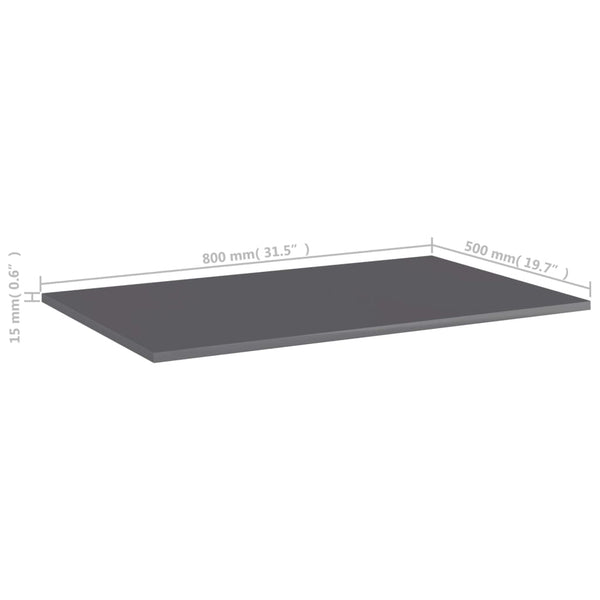 Bücherregal Bretter Hochglanz Grau 80x50cm, 8er Set