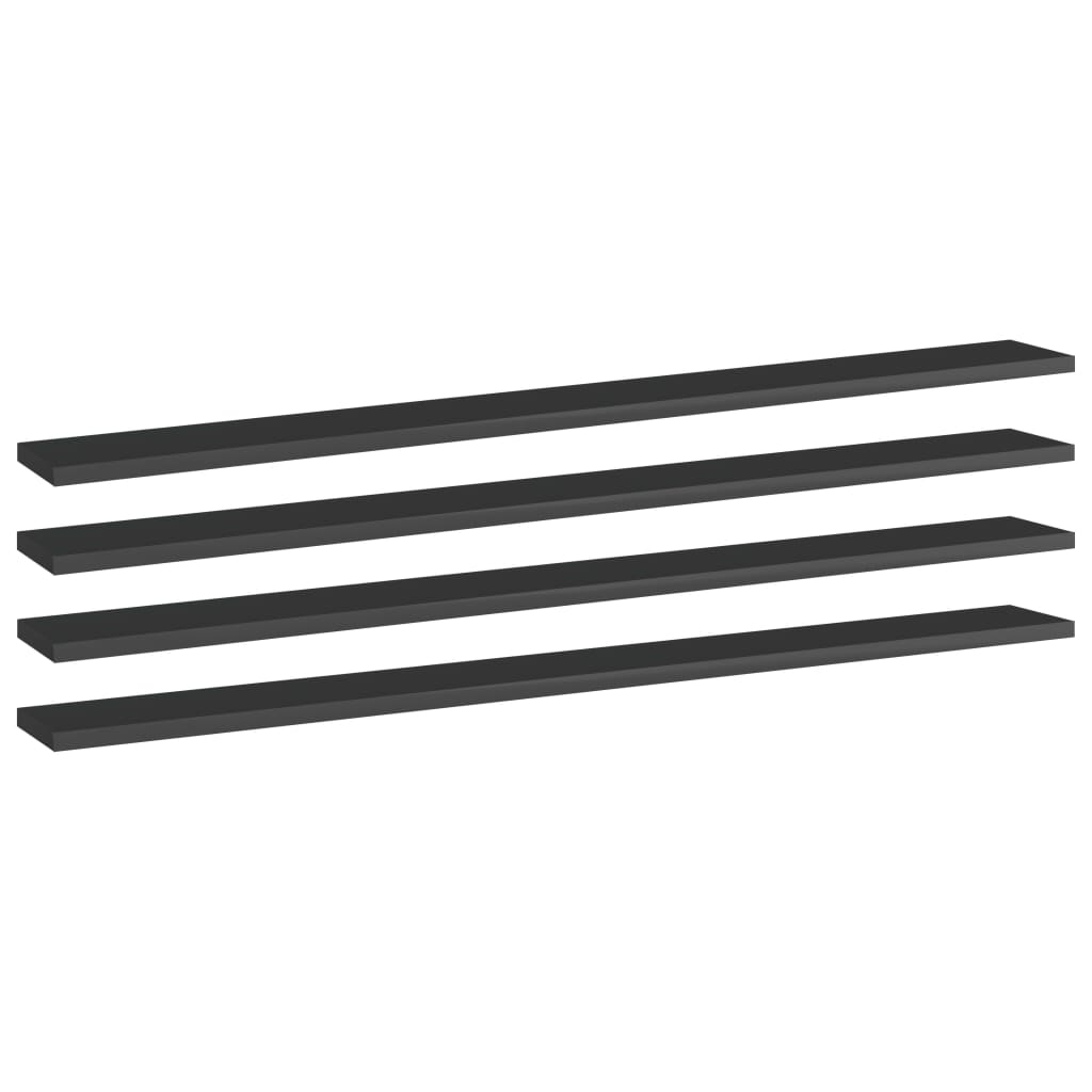 Hochglanz Schwarz Bücherregal-Bretter, 4er Set