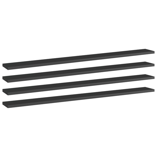 Hochglanz Schwarz Bücherregal-Bretter, 4er Set