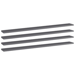 Bücherregal Bretter Grau Hochglanz 4er-Set