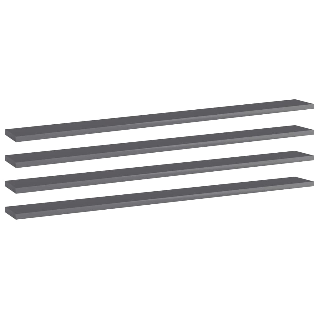 Bücherregal Bretter Grau Hochglanz 4er-Set