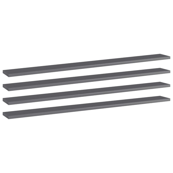 Bücherregal Bretter Grau Hochglanz 4er-Set