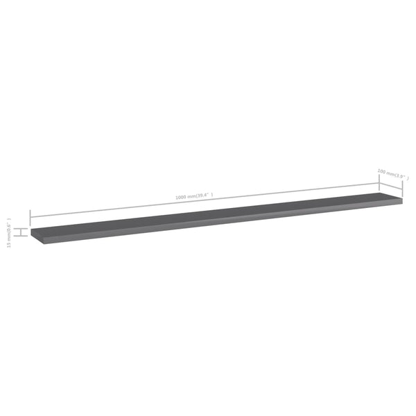Bücherregal Bretter Grau Hochglanz 4er-Set