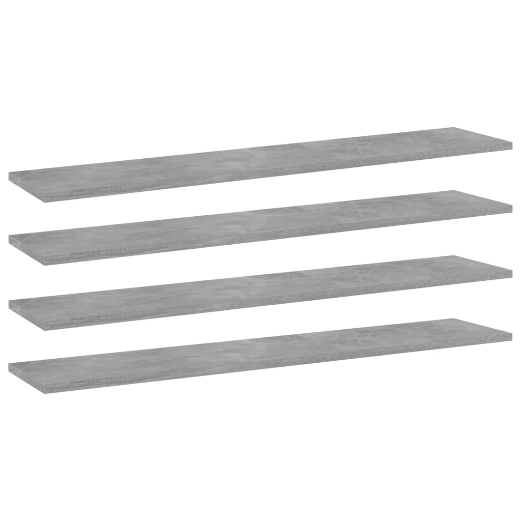 Betongraue Bücherregal-Bretter, 4er-Set