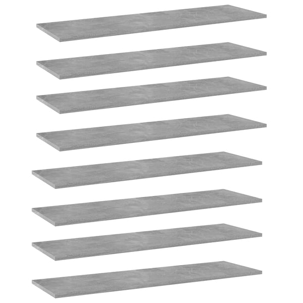 Betongraue Bücherregal-Bretter, 8er-Set