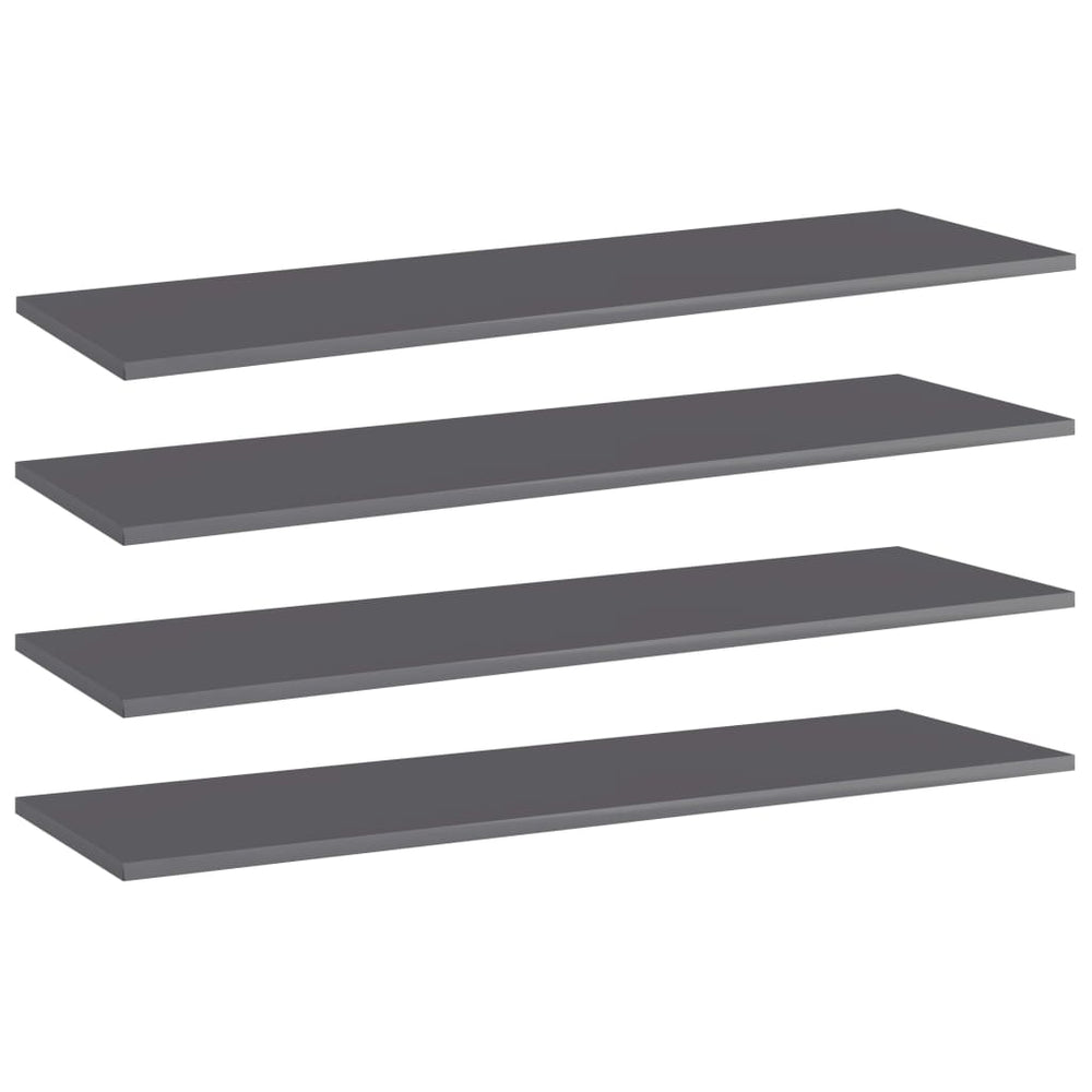Bücherregal Bretter Hochglanz Grau 100x30 cm, 4er-Set