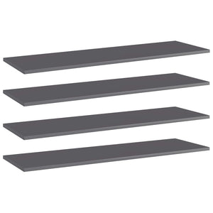 Bücherregal Bretter Hochglanz Grau 100x30 cm, 4er-Set
