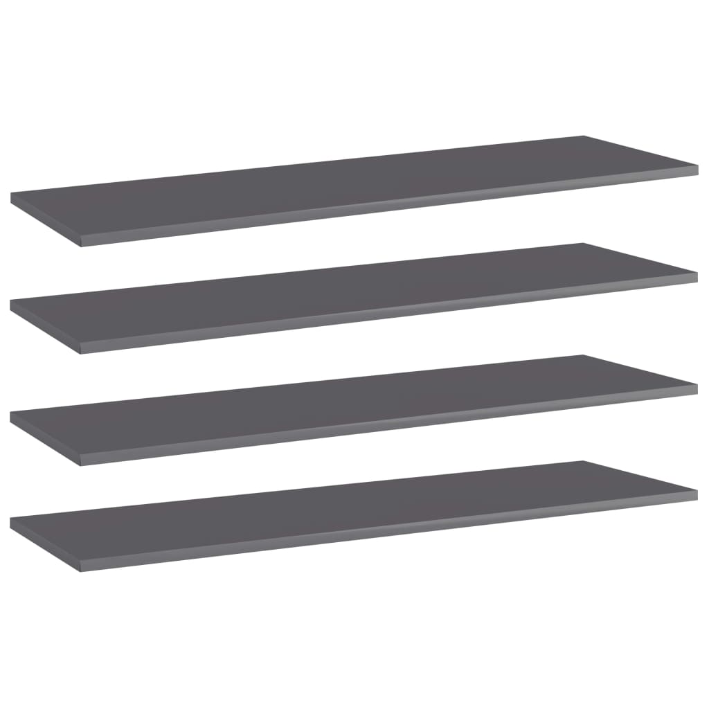 Bücherregal Bretter Hochglanz Grau 100x30 cm, 4er-Set
