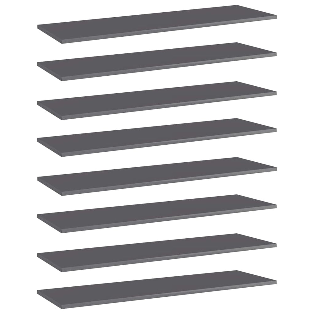 Bücherregal Bretter Grau Hochglanz 100x30 cm, 8 Stk