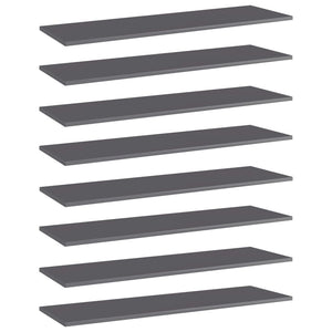 Bücherregal Bretter Grau Hochglanz 100x30 cm, 8 Stk