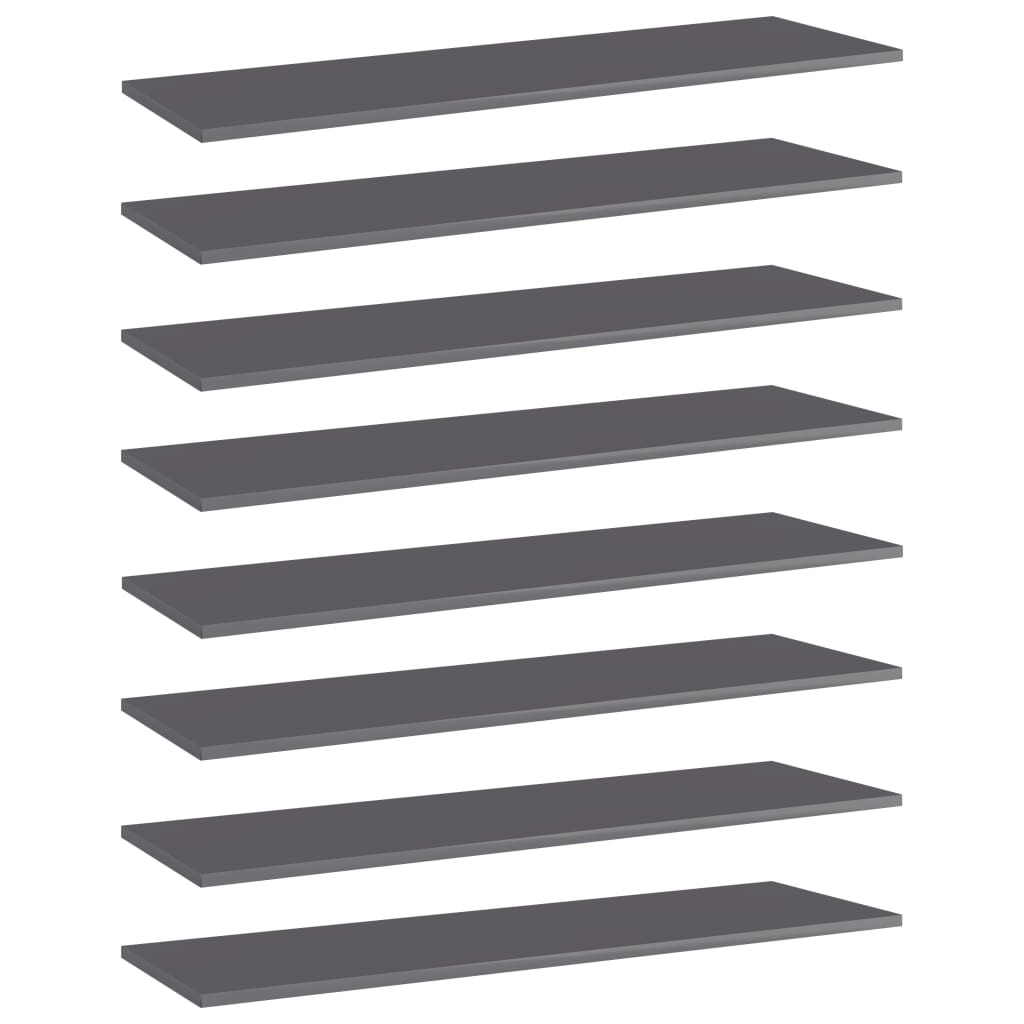 Bücherregal Bretter Grau Hochglanz 100x30 cm, 8 Stk