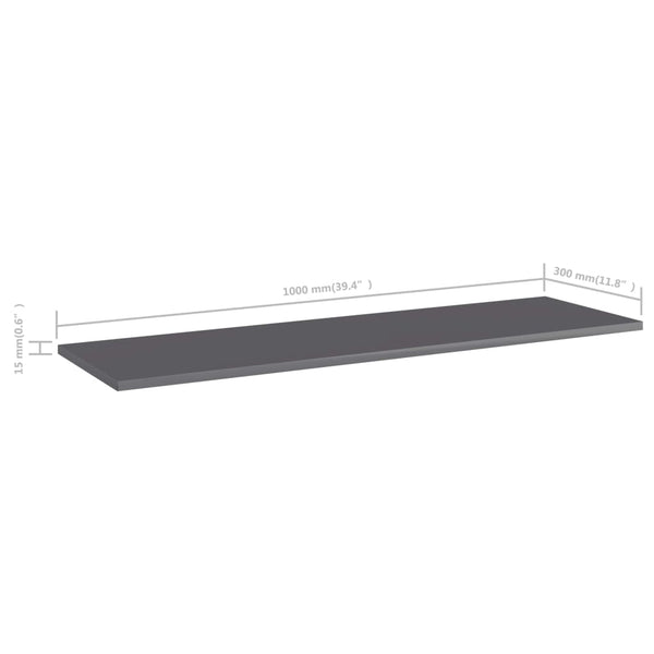Bücherregal Bretter Grau Hochglanz 100x30 cm, 8 Stk