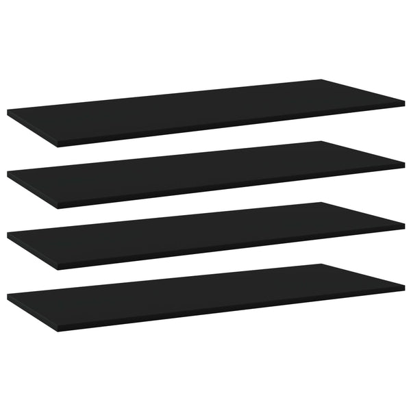 Schwarze Bücherregal Bretter, 4er Set