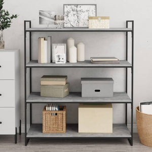 Betongraue Bücherregal-Bretter, 4er-Set