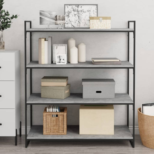 Betongraue Bücherregal-Bretter, 4er-Set