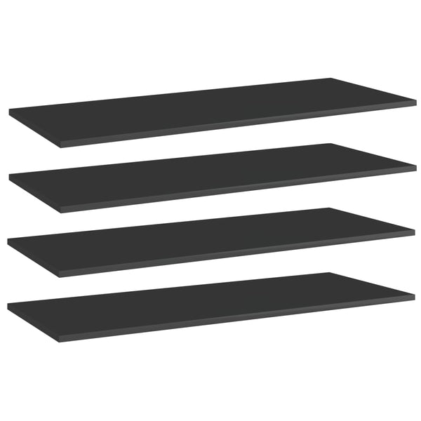 Hochglanz Schwarz Bücherregal Bretter 100x40 cm, 4er Set