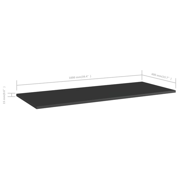 Hochglanz Schwarz Bücherregal Bretter 100x40 cm, 4er Set