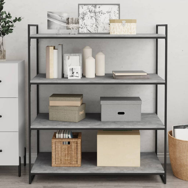 Betongraue Bücherregal-Bretter, 4er-Set