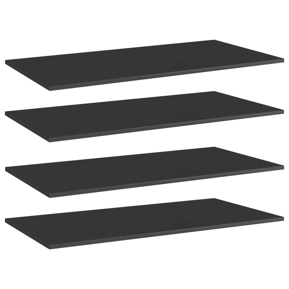 Hochglanz Schwarz Bücherregal Bretter 100x50 cm, 4er Set