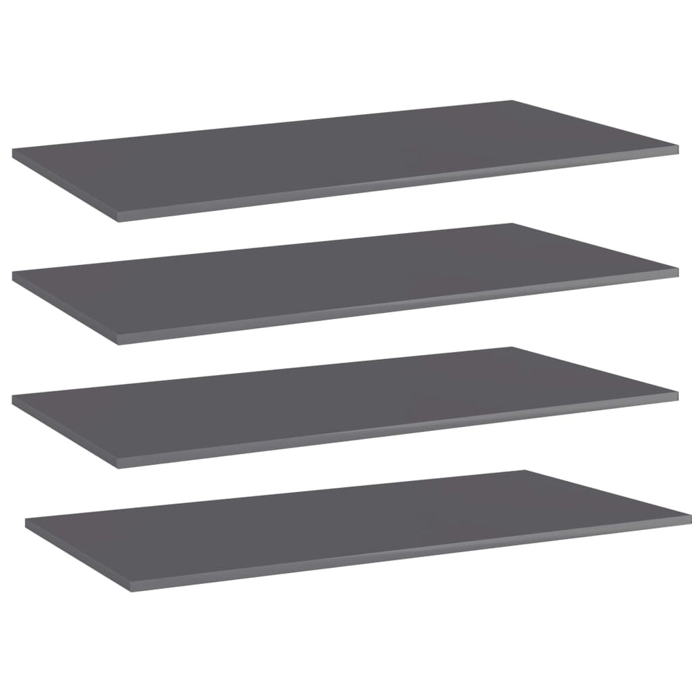 Hochglanz Grau Bücherregal Bretter 100x50cm, 4er-Set