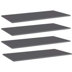 Hochglanz Grau Bücherregal Bretter 100x50cm, 4er-Set