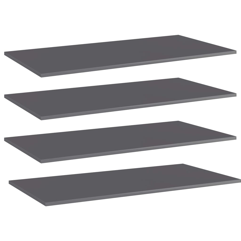 Hochglanz Grau Bücherregal Bretter 100x50cm, 4er-Set