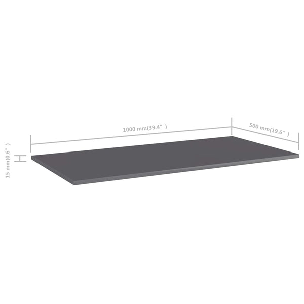 Hochglanz Grau Bücherregal Bretter 100x50cm, 4er-Set