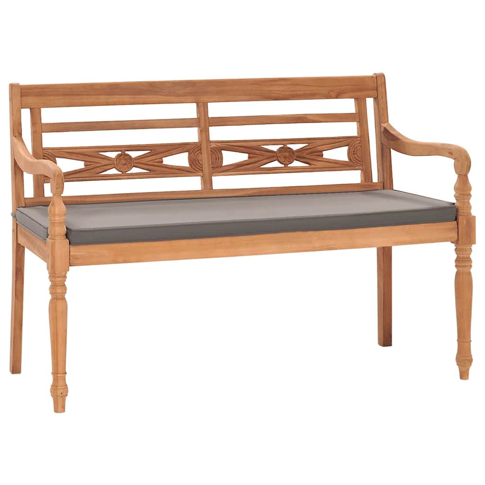 Batavia-Bank mit Dunkelgrauem Kissen 120 cm Teak Massivholz
