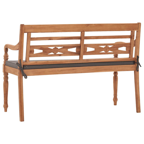 Batavia-Bank mit Dunkelgrauem Kissen 120 cm Teak Massivholz