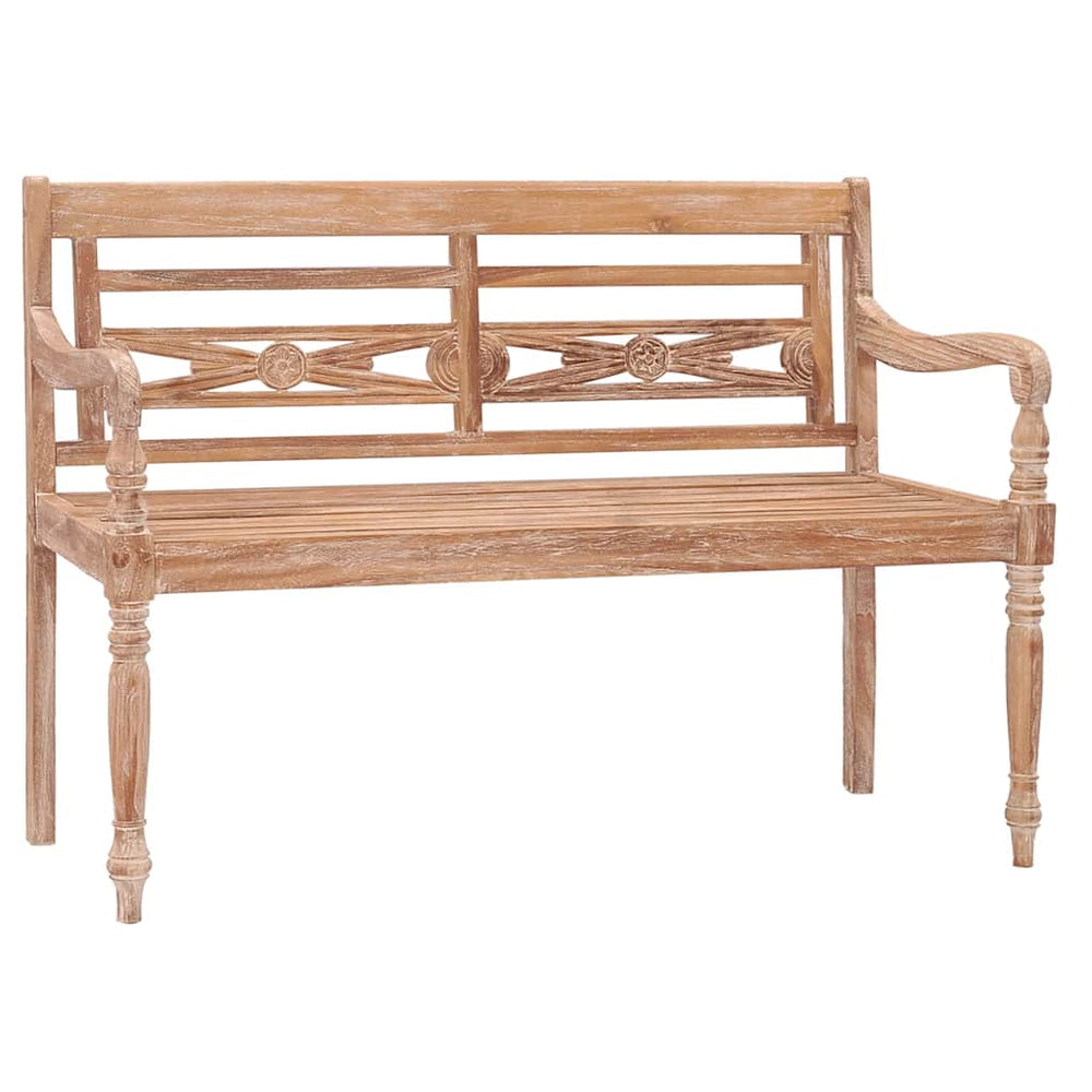 Batavia-Bank 120 cm Weiß Massivholz Teak