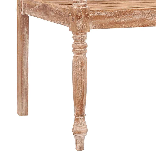 Batavia-Bank 120 cm Weiß Massivholz Teak