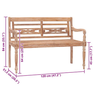 Batavia-Bank 120 cm Weiß Massivholz Teak