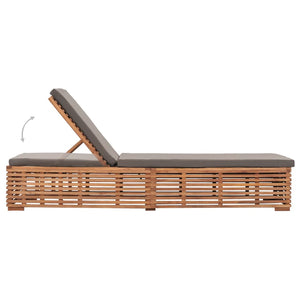 Sonnenliege mit Dunkelgrauem Kissen Teak Massivholz